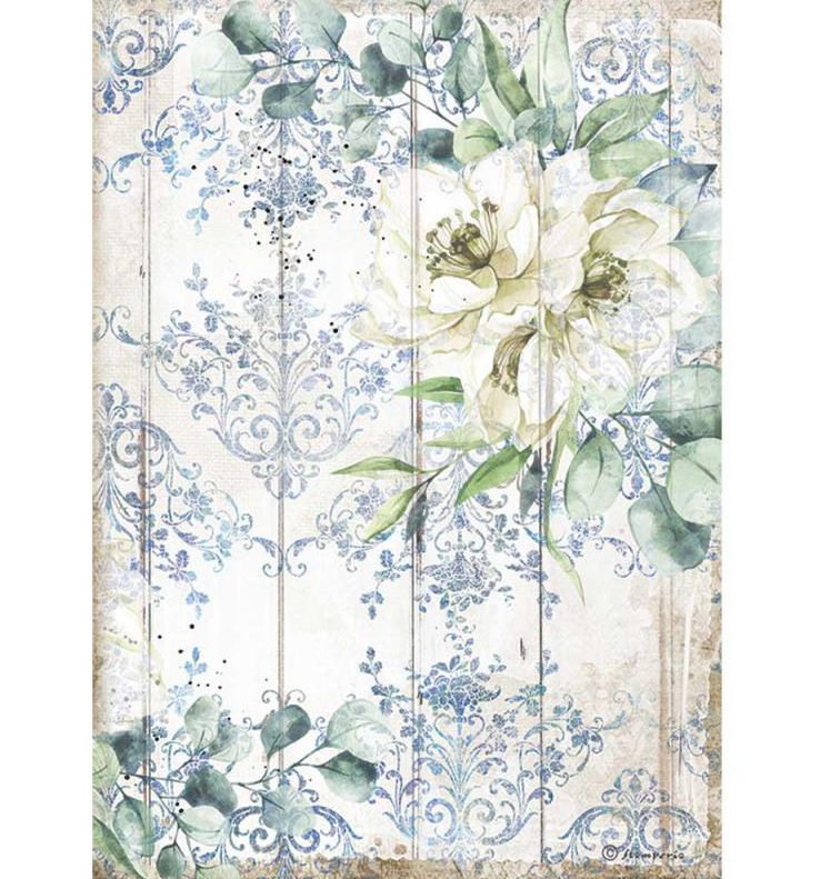 White Flower A4 Rice Paper - Romantic Sea Dream Collection - Stamperia White Flower A4 Rice Paper - Romantic Sea Dream Collection - Stamperia
