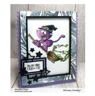 Flying Cat Witch - Whimsy Stamps