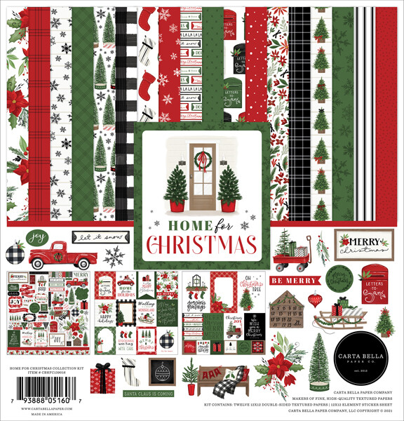6x6 Home For Christmas Paper Pad Carta Bella 36-138 6x6 Paper Double Sided Paper Home For Christmas Collection Card Stock