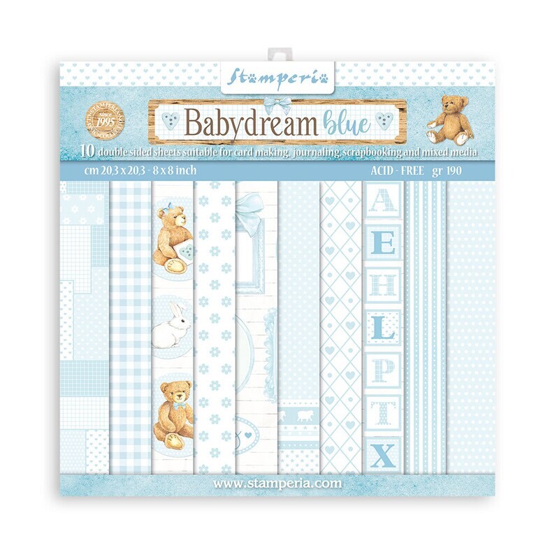 Baby Dream Blue Backgrounds 8x8 - Stamperia Daydream Baby Dream Blue Backgrounds 8x8 - Stamperia Daydream