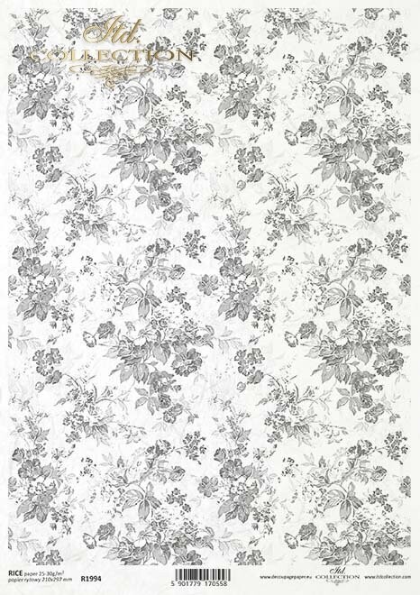 Shades of Flowers A4 - ITD Collection, Design: R1994 - Gray