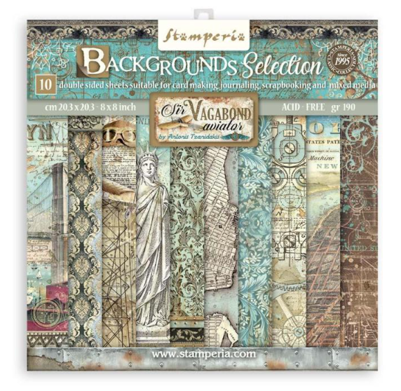 Sir Vagabond Aviator Backgrounds 8x8 - Stamperia