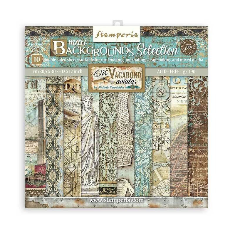 Sir Vagabond Aviator Backgrounds 12x12 - Stamperia