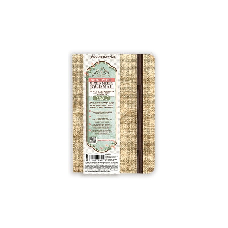 A6 Mixed Media Stone Paper Journal - Stamperia Create Happiness