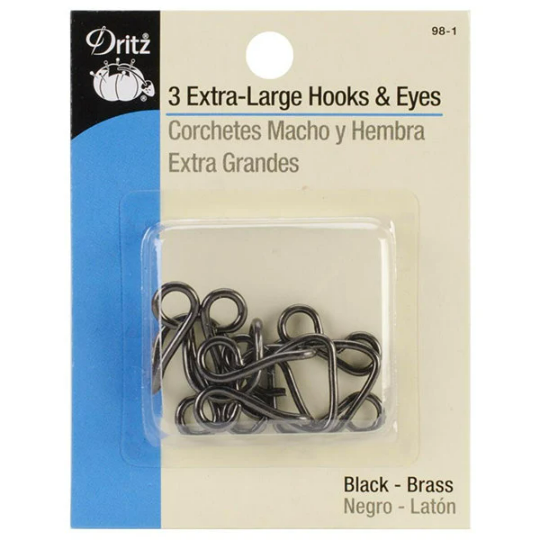 Extra Large Hooks and Eyes - Black - Dritz