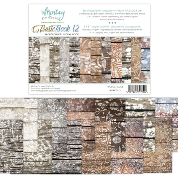 Floral Wood Backgrounds 6x8 - Basic Book - Mintay Papers
