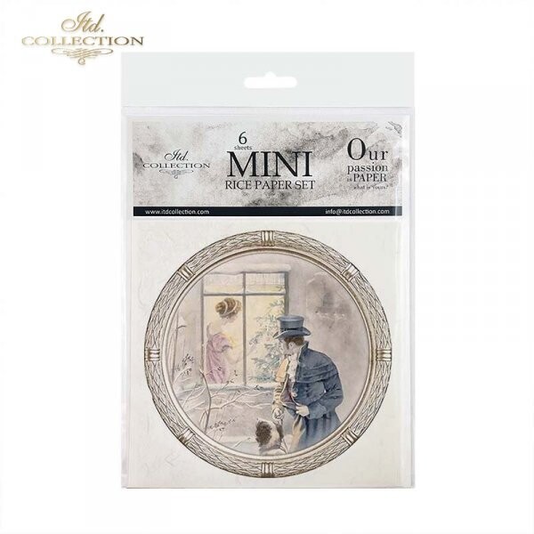 MINI Vintage Winter People in Round Frame Set - ITD Collection