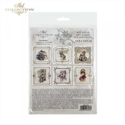 MINI Vintage Winter People in Square Frame Set - ITD Collection