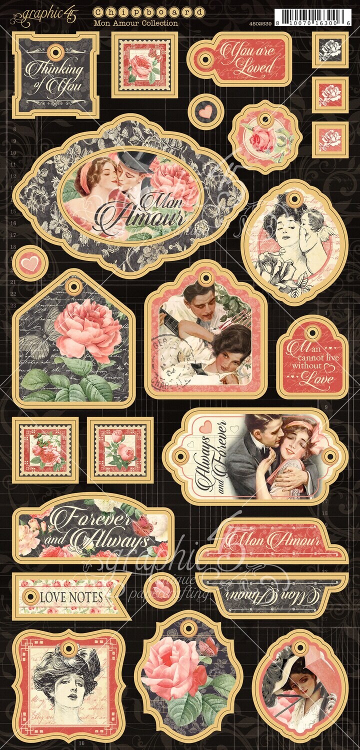 Mon Amour Chipboard - Graphic 45