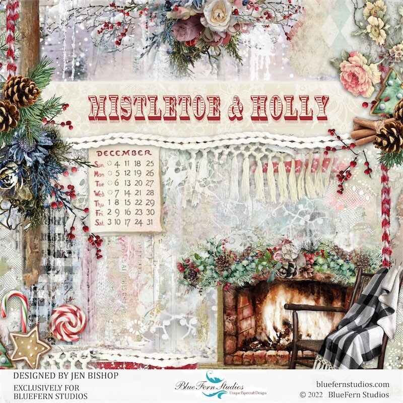 Mistletoe &amp; Holly 12x12 - Blue Fern Studios