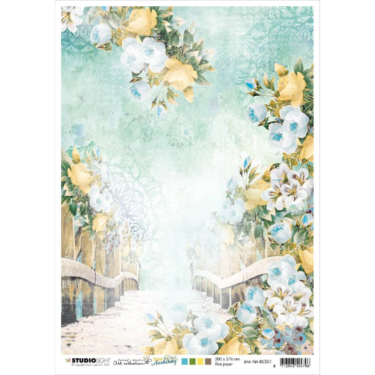 A4 Bridge & Stairs w/Flowers Rice Paper - Studio Light