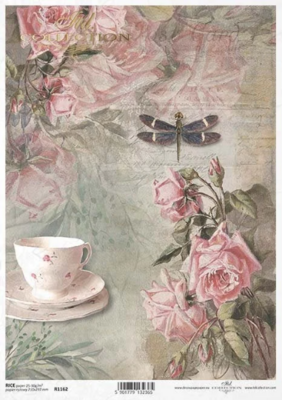 Cup and Roses Rice Paper - ITD Collection