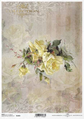 Vintage, Flowers, Yellow Rose Rice Paper- ITD Collection