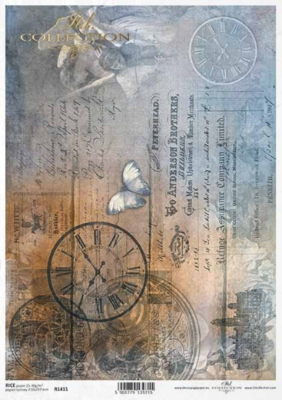 Angels, Clocks, Butterfly, Old Writing, Vintage Rice Paper - ITD Collection