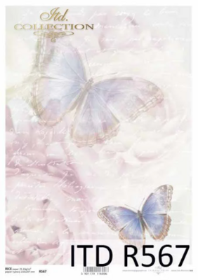 Fluttering butterflies on a pastel multicolored background Rice Paper - ITD Collection