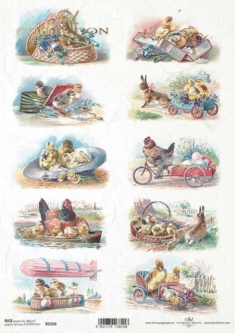Vintage Hens, Roosters, and Traveling Chickens A4 - ITD Collection, Design: R2166