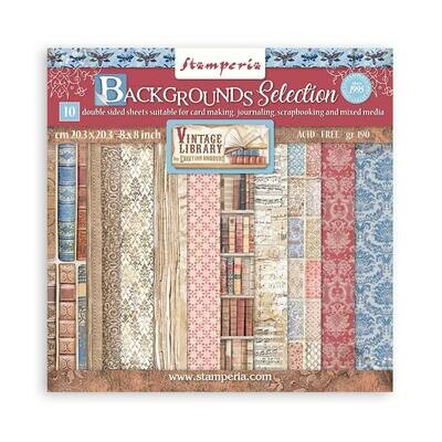 Vintage Library Backgrounds 8x8 - Stamperia