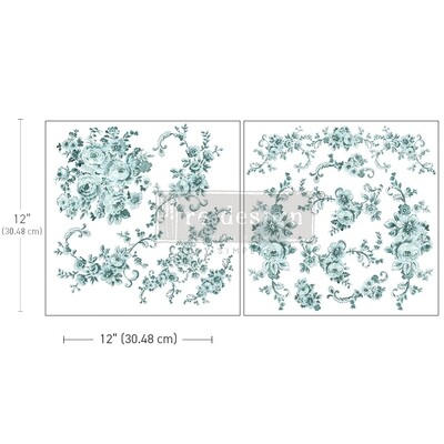 Minty Roses 12 x 12 Transfer Sheets - Re-Design With Prima