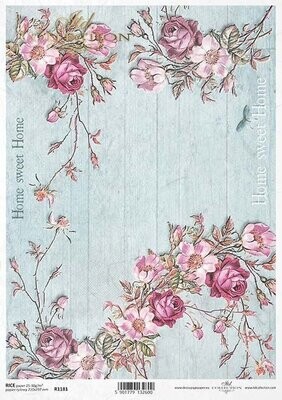 Home Sweet Home, Flowers, Twigs Rice Paper - ITD Collection