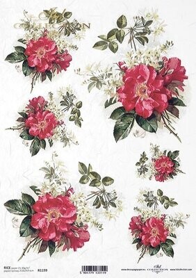 Wild Rose Bouquet Rice Paper - ITD Collection