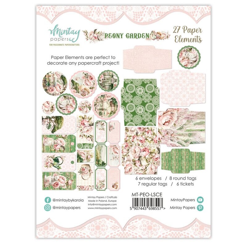 Peony Garden Paper Elements - Mintay Papers