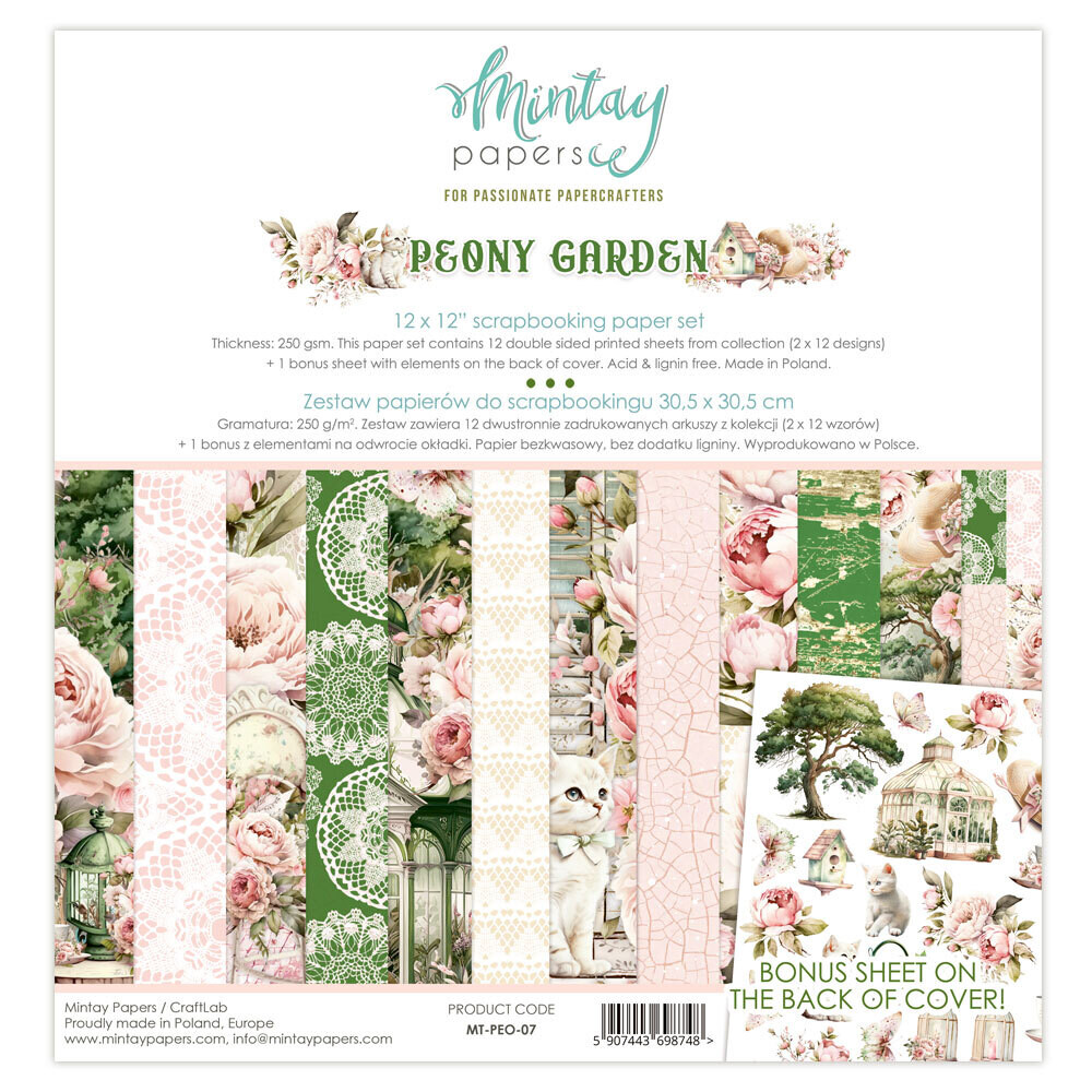 Peony Garden 12x12 - Mintay Papers