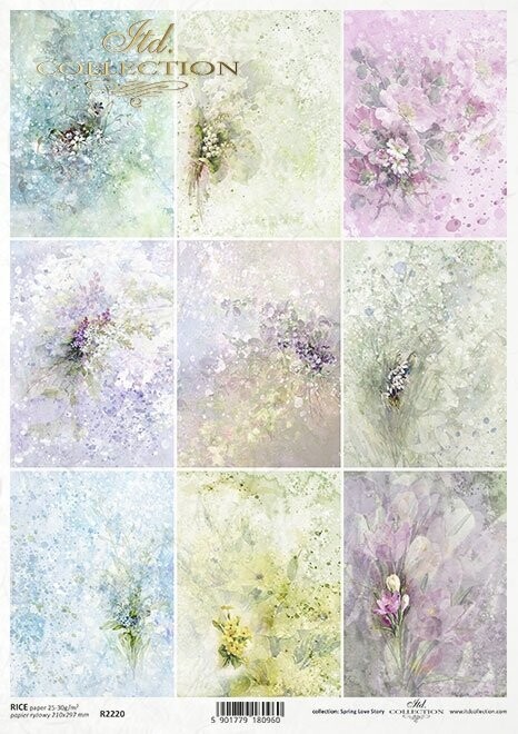 Spring Watercolor Flowers Collage A4 - ITD Collection