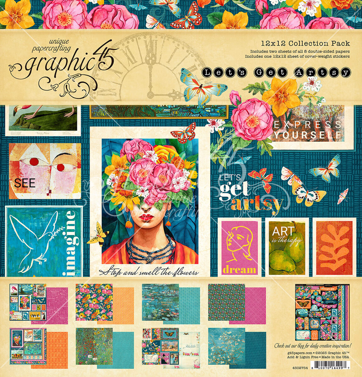 Let&#39;s Get Artsy 12x12 - Graphic 45 Collection w/ Stickers