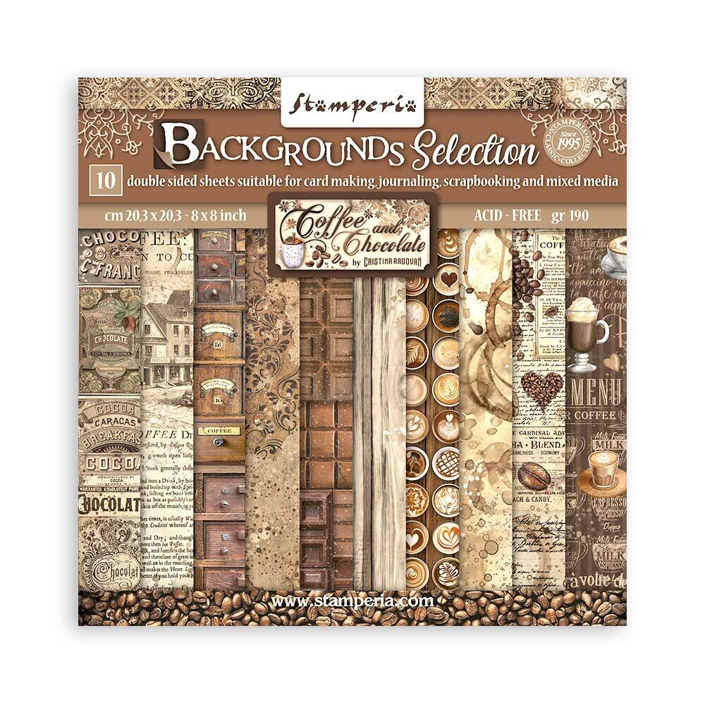 Coffee and Chocolate Backgrounds 8x8 - Stamperia