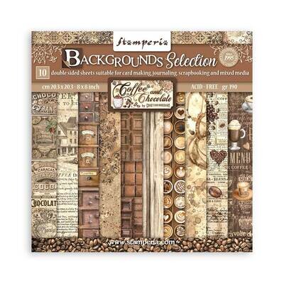Coffee and Chocolate Backgrounds 8x8 - Stamperia