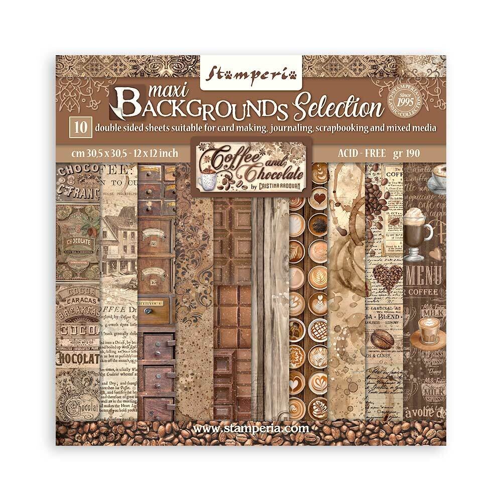 Coffee and Chocolate Backgrounds 12x12 - Stamperia