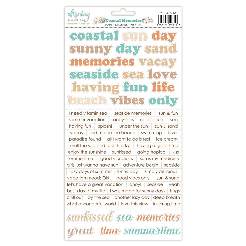 Coastal Memories Words Stickers - Mintay Papers