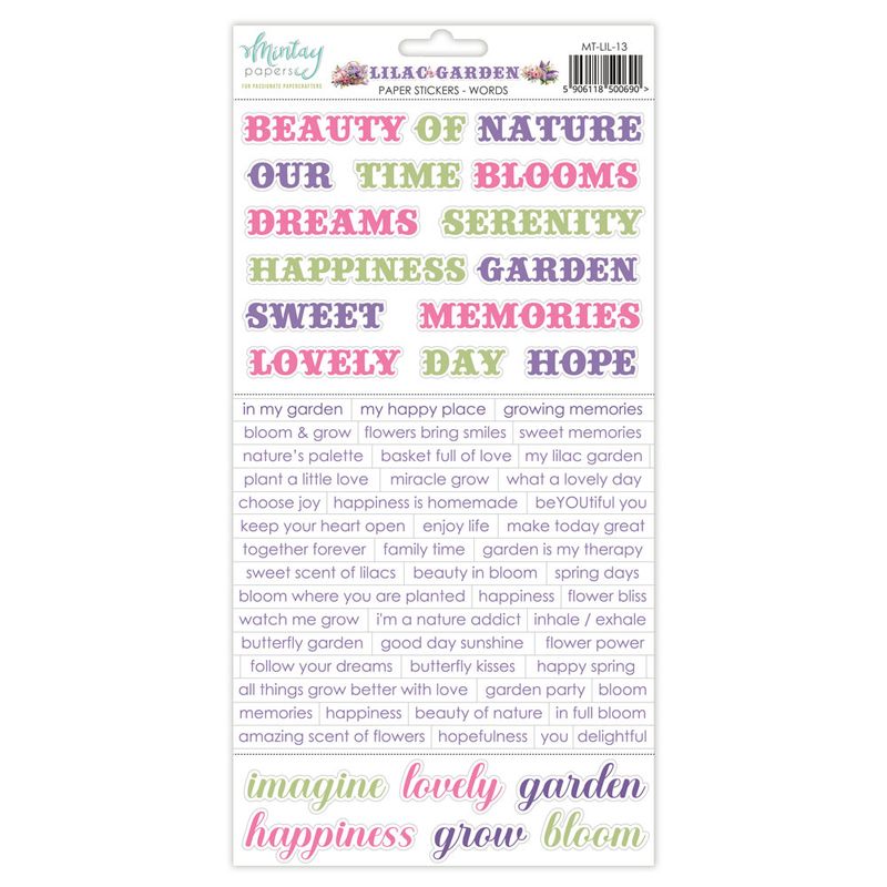 Lilac Garden Words Stickers - Mintay Papers Lilac Garden Words Stickers - Mintay Papers
