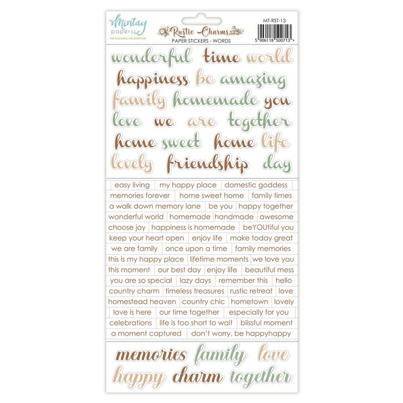 Rustic Charms Words Stickers - Mintay Papers