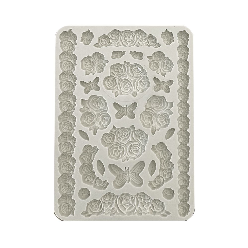 Shabby Rose A5 Roses and Butterfly Silicone Mold - Stamperia