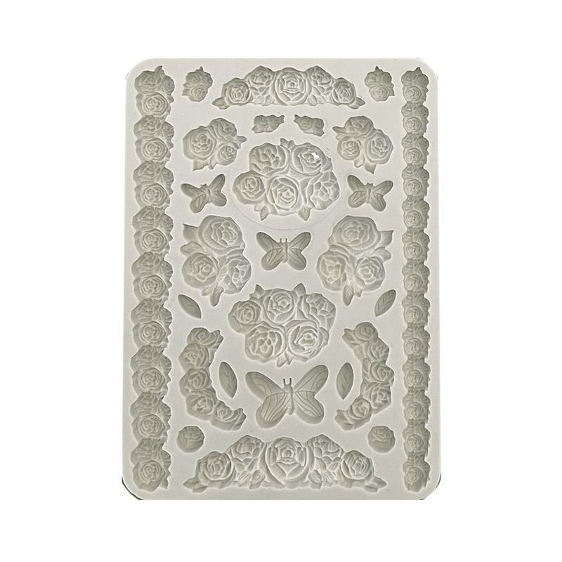 Shabby Rose A5 Roses and Butterfly Silicone Mold - Stamperia