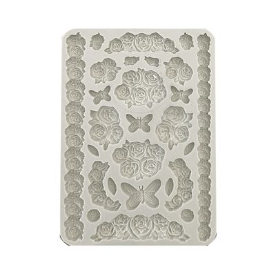 Shabby Rose A5 Roses and Butterfly Silicone Mold - Stamperia
