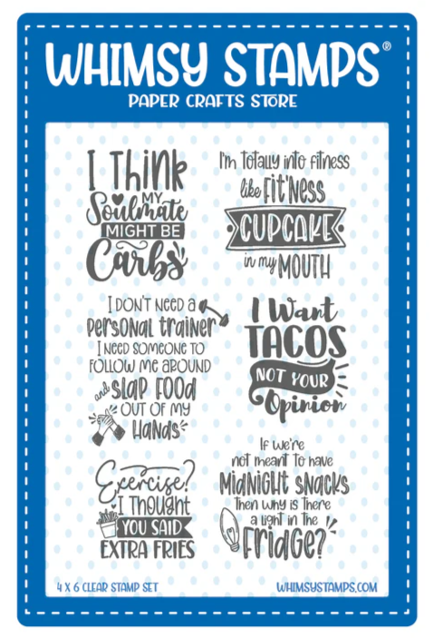 Random Funny Food Sentiments Clear Stamp - Whimsy Stamps