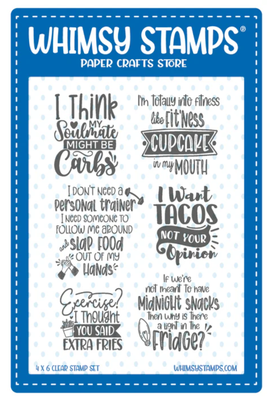Random Funny Food Sentiments Clear Stamp - Whimsy Stamps