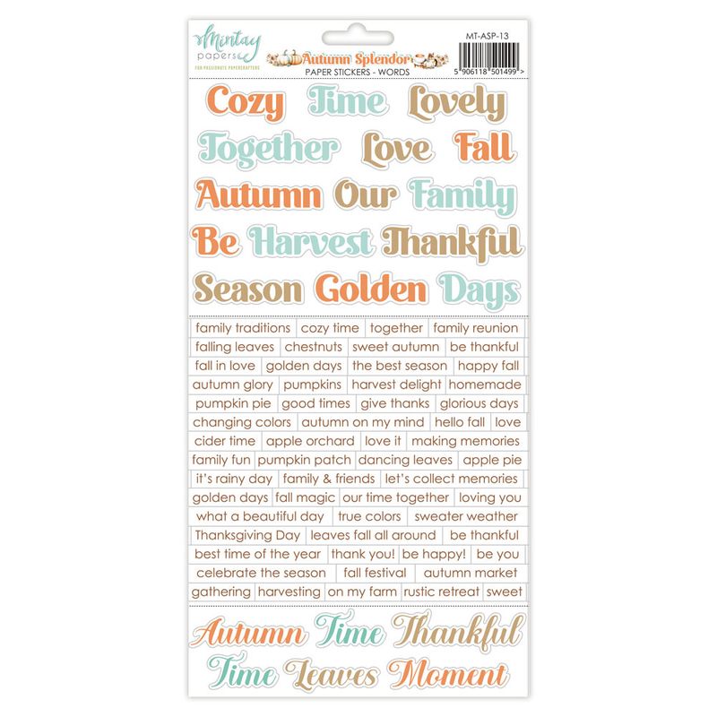 Autumn Splendor Words Stickers - Mintay Papers