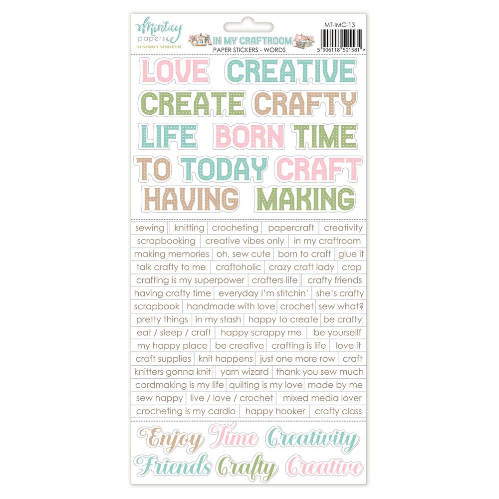 In My Craftroom Words Stickers - Mintay Papers