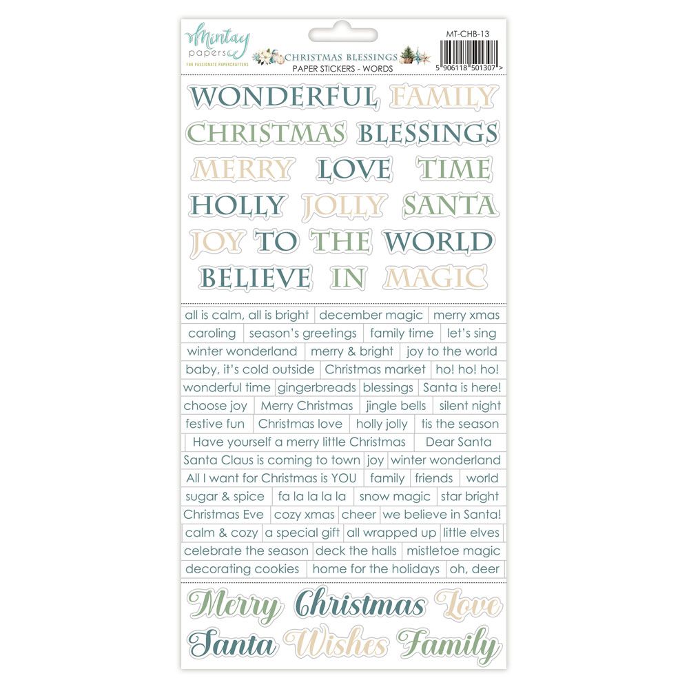 Christmas Blessings Words Stickers - Mintay Papers