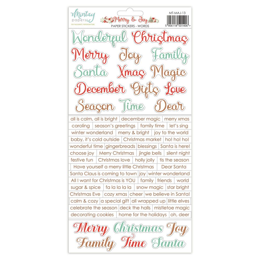 Merry &amp; Joy Words Stickers - Mintay Papers