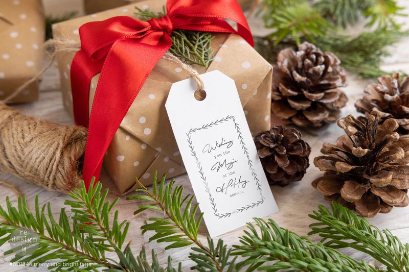 Merry and Bright Tags Decor Clear Stamps - Prima ReDesign