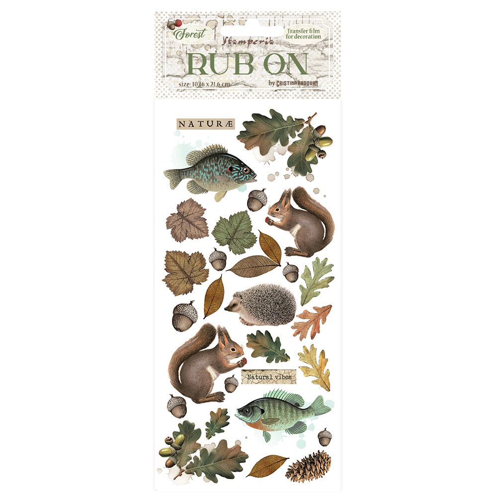 Forest - Stamperia Rub Ons, Design: Leaves and Animals
