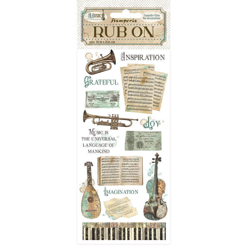 Music - Stamperia Rub Ons, Design: Instruments