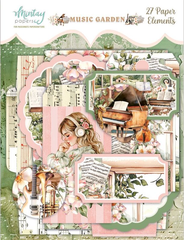 Music Garden Paper Elements - Mintay Papers