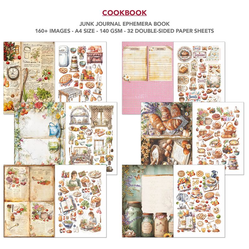 Cookbook Junk Journal &amp; Ephemera - Ciao Bella