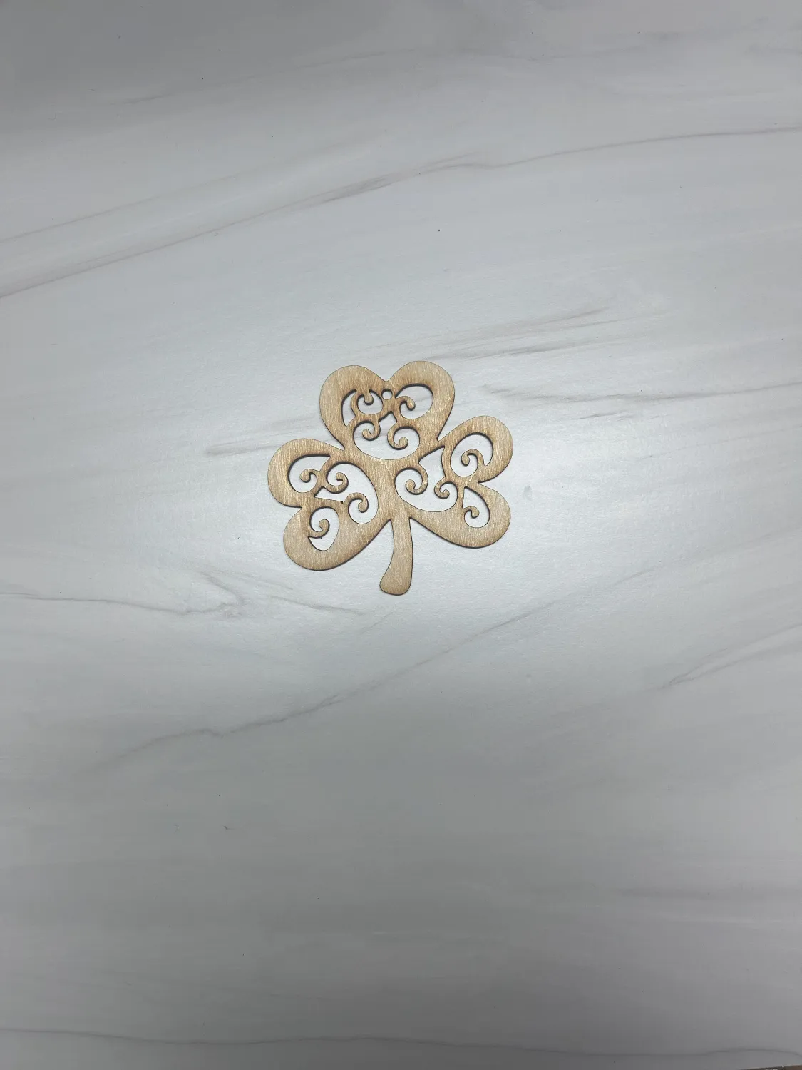 Unfinished Wood Laser Cut Filigree Shamrock Ornament