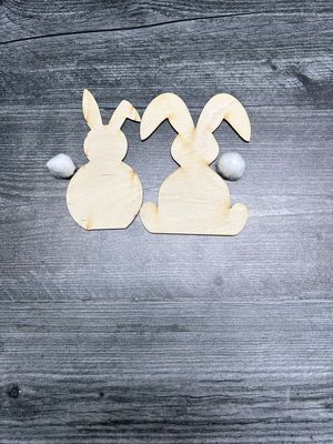 Unfinished Wood Floppy Ear &amp; Fluffy Tail Bunny Rabbit Kit
